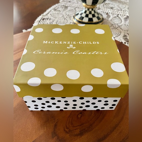 MacKenzie-Childs Bon Appetit Ceramic Coasters - Set of 4 ✨NIB✨ - Picture 6 of 8